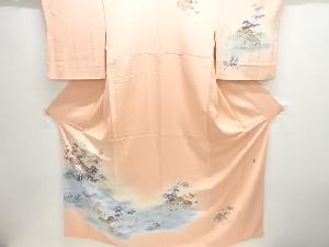 作家物　手描き友禅　浮御堂模様訪問着